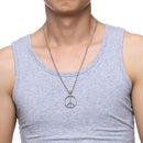 Peace Sign Necklace Silver Stainless Steel Retro