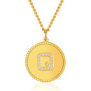 Initial Necklace | Gold Disc Letter Q Pendant for Women