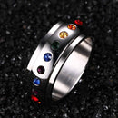 Rainbow Crystals Steel Spinning Ring for Women