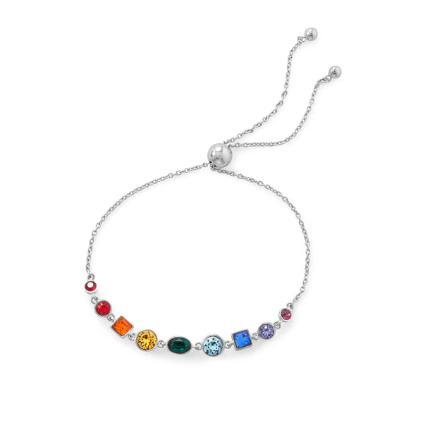 Rainbow Swarovski Bolo Bracelet | Sterling Silver