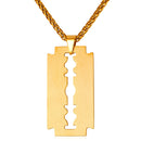 Gold Razor Blade Necklace Stainless Steel