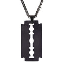 Black Razor Blade Necklace Stainless Steel