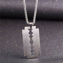 Silver Razor Pendant Necklace