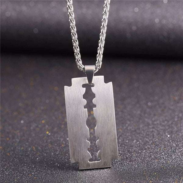 Steel Razor Blade Necklace with Ball Chain