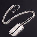Silver Razor Blade Necklace Stainless Steel