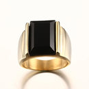 Rectangular Black Onyx Ring for Men - Gold