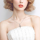 Womens Rose Cross Pendant Necklace