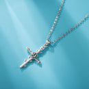 Womens Cross Necklace with Rose
