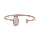Rose Gold Cuff Bracelet w/ Quartz | Sterling Silver