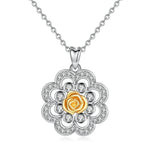 Flower Rose Necklace Sterling Silver