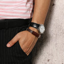 Rosewood Charm Leather Bracelet for Men