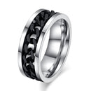 Rotating Chain Inlay Steel Ring for Men - Black