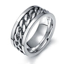 Rotating Chain Inlay Steel Ring for Men - Silver