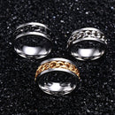 Rotating Chain Inlay Steel Ring for Men - All
