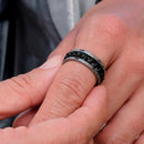 Rotating Chain Inlay Steel Ring for Men - Real Photo