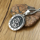 Saint Christopher Necklace Mens Medal Silver Pendant