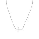 Sideways Cross Necklace Sterling Silver | Womens Pendant