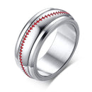 Spinner Baseball Ring with Stitching - Men - Stainless Steel