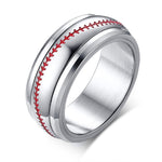 Spinner Baseball Ring with Stitching - Men - Stainless Steel
