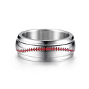 Spinner Baseball Ring with Stitching - Men - Stainless Steel