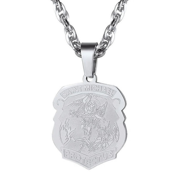 Silver St Michael Necklace Archangel Pendant