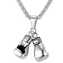 Stainless Steel Boxing Glove Necklace - Unplated Steel