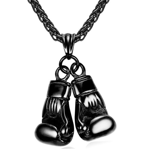 Stainless Steel Boxing Glove Necklace - Black