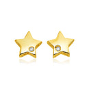 14K Gold Star Earrings Diamond Accent | Womens Stud Earrings