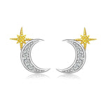 Star Moon Earrings Sterling Silver Stud