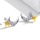Star Moon Earrings Sterling Silver Stud
