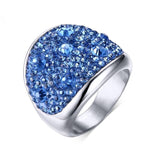 Steel Crystal Pave Dome Ring for women
