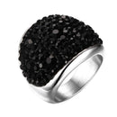 Steel Crystal Pave Dome Ring for women