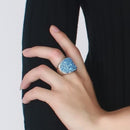Steel Crystal Pave Dome Ring for women