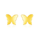 Stud Butterfly Earrings 14K Gold Push Back