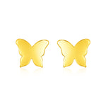 Stud Butterfly Earrings 14K Gold Push Back