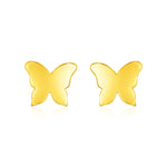 Stud Butterfly Earrings 14K Gold Push Back