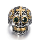 Mens Mexican Sugar Skull Ring Silver Gold