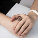 Mens Mexican Sugar Skull Ring Silver Gold