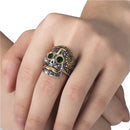 Mens Mexican Sugar Skull Ring Silver Gold