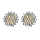 Sunflower Earrings Sterling Silver | Womens Stud Earrings w/ CZ