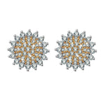 Sunflower Earrings Sterling Silver | Womens Stud Earrings w/ CZ