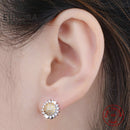 Sunflower Earrings Sterling Silver | Womens Stud Earrings w/ CZ