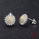 Sunflower Earrings Sterling Silver | Womens Stud Earrings w/ CZ