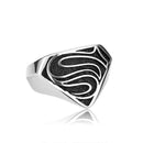 Superman Ring Stainless Steel Silver Black