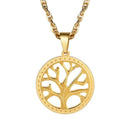 Tree of Life Necklace Gold Stainless Steel Round Pendant