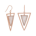 Triangle Rose Gold Quartz Earrings | Sterling Silver