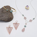 Triangle Rose Gold Quartz Earrings | Sterling Silver