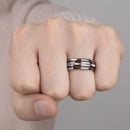Inlay Koa Wood Tungsten Ring for Men