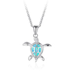 Turtle Necklace Sterling Silver with Opal Stone