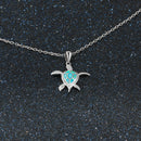 Turtle Necklace Sterling Silver with Opal Stone